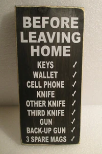 Before Leaving Home Checklist 2nd Amendment man cave wood Rustic Sign USA - Picture 1 of 2