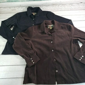 Vintage La Cabana Shirt Womens Large Velvet Sueded Button Up Jacket LOT OF 2 - Picture 1 of 15