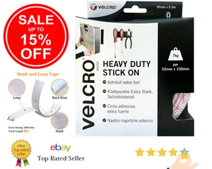 VELCRO® BRAND 20mm WHITE /BLACK SELF ADHESIVE HOOK & LOOP STICKY BACK TAPE - Picture 1 of 7