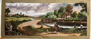 Horse on Towpath with Barge River Constable Huge Tapestry Needlepoint Canvas - Picture 1 of 1