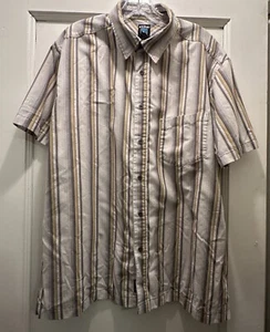 Kuhl Mens Brown Striped Short Sleeve Button Up Shirt size XL VGC - Picture 1 of 9