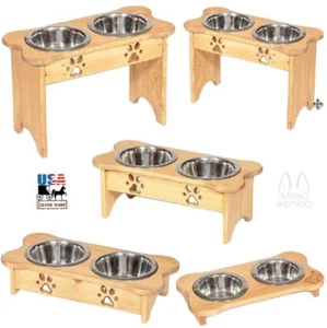 ELEVATED DOUBLE DISH DOG FEEDER Bone or Traditional Shape Finished or Unfinished - Picture 1 of 2