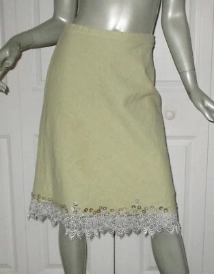 Falda APRIL CORNELL Verde Apio Adornada Talla Pequeña Foto 1 de 4