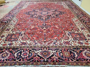 10x14 or 9.8x13.5 ANTIQUE VEG DYE SERAPI HERIZ VINTAGE KAZAK USHAK CAUCASIAN - Picture 1 of 12