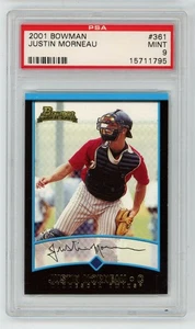 2001 Bowman Baseball JUSTIN MORNEAU #361 RC Rookie Twins HoF PSA 9 MINT L03 - Picture 1 of 3