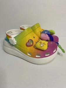 New Crocs Care Bears Crush Clog Size 5 Up S'allume Rainbow Glitter Platform - Picture 1 of 10