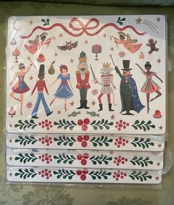 Pottery Barn Kids Rifle Paper Company Nutcracker Corkboard Placemats Set of 4 - Picture 1 of 5