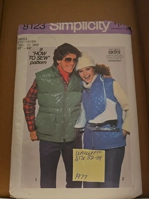 Vtg 1970's Simplicity Men's/Misses's Vest Sewing  Pattern 8123 Size Small FF  - Image 1 of 2