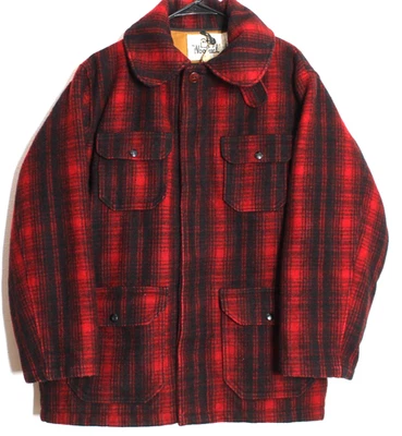 Vtg WOOLRICH  Lined 100% Wool Red Plaid Buffalo Mens Size 44 Jacket Coat USA - Image 1 of 4