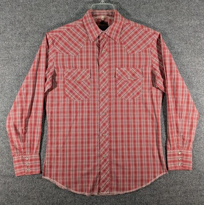 Rustler X Colas Largas Perla A Presión Rojo Blanco Vaquero a Cuadros Vaquero Occidental Para Hombres Med Foto 1 de 4