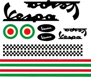 Adesivi Casco Kit Vespa Nero Strisce Italia Helmet Vinile Lucido, Adesivi per Mo - Foto 1 di 12
