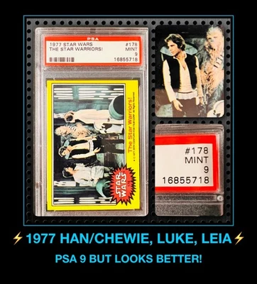 VTG Topps 1977 Orig The Star Wars WARRIORS! Mark Hamill Harrison Ford MINT Psa 9 - Image 1 of 4