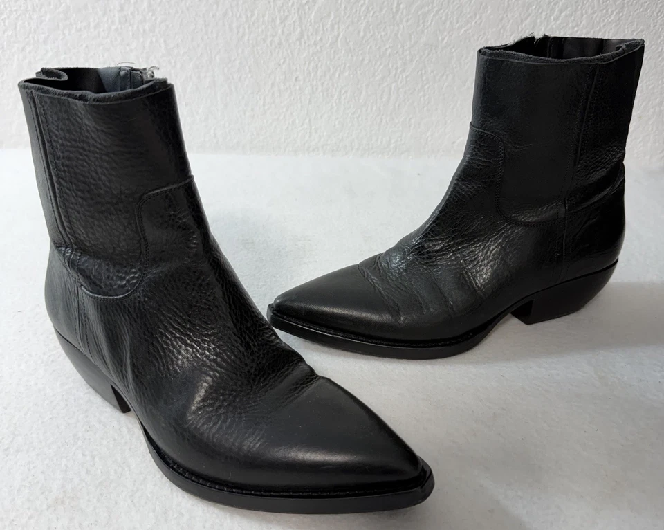 Botas Saint Laurent Paris negras con cremallera al tobillo en cuero negro para mujer talla 39,5 EE. UU. 9,5 Foto 1 de 4