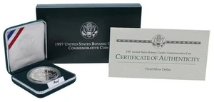 1997 P United States Botanic Garden $1 Proof Silver Dollar Coin w/Box & COA - Picture 1 of 1