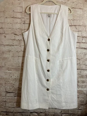 A New Day Dress Womens XXL White Full Button Front Beachy Lagom Cotton Plus - Image 1 of 4
