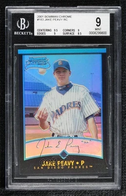 2001 Bowman Chrome Rookie Refractors Jake Peavy #183 BGS 9 MINT Rookie RC - Image 1 of 2