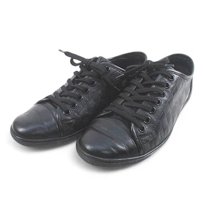 【Shoes】LOUIS VUITTON Damier Low-Top Sneakers Size 6.5 Black Leather - Image 1 of 4