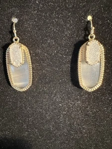 Kendra Scott Emmy Gold Tone Earring Opalite & Iridescent Drusy - Picture 1 of 5