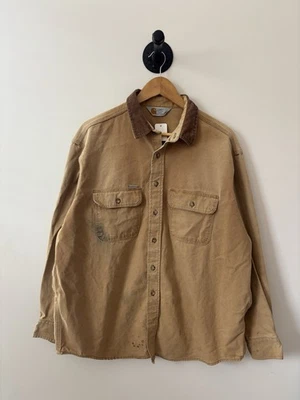 Camisa Carhartt De Colección Para Hombres XL Marrón Años 90 Abotonada Ropa de Trabajo Ropa Resistente Foto 1 de 4
