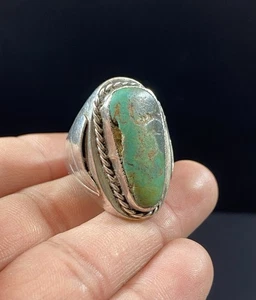 Old Pawn Vintage Native American Sterling Silver 925 Turquoise Heavy Solid Ring - Picture 1 of 12