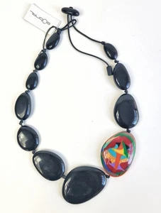 Sobral Kandinsky Encantador Black &Reversible Multi Bead Artist Made Necklace - Picture 1 of 6