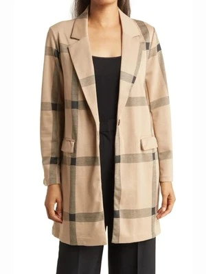 Blazer estampado Sanctuary Catalina feminino tamanho 3X jaqueta xadrez preta camelo novo - Imagem 1 de 4