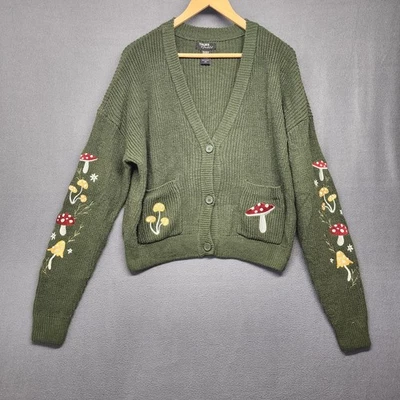 Suéter Thorn & Fable Mujer Grande Verde Champiñón Cárdigan Toadstool Granny Foto 1 de 4