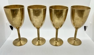 Lot Of 4 Vintage Brass Goblets / Chalices From Thailand, 6.25” Goblet Chalice - Picture 1 of 7