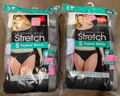 (2) Packs Hanes Breathable Cotton Stretch Tagless Bikinis - Women’s 13/5X - Image 1 of 4