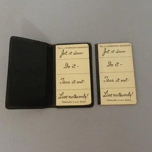 Vintage 50er Jahre Original Robinson Erinnerung Notizblock Leder Notizen Set 2 perforiert - Bild 1 von 15