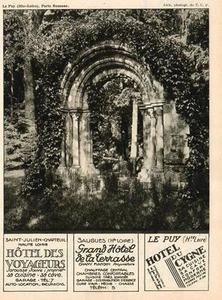 LE PUY HOTEL CYGNE PESTRE SAUGES TERRASSE CHANY FLANDIN JOUVE PUBLICITE 1932 AD - Picture 1 of 1