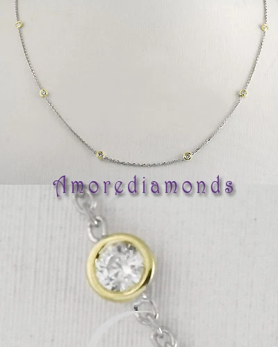 1.00 CT G SI2 ROUND DIAMONDS BY THE YARD NECKLACE 14K MULTI TONE GOLD 18" - Image 1 of 1