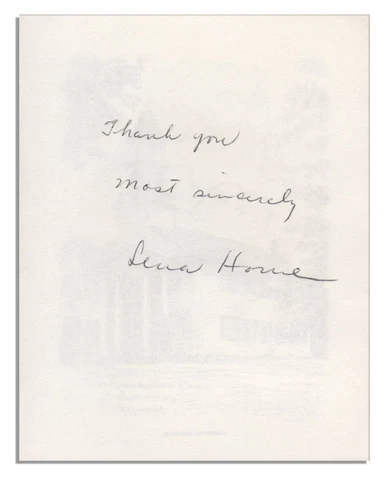 Lena Horne Signed Card Measures 4'' x 5''. Fine Cover