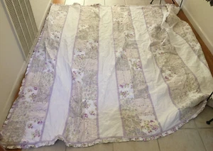 Cobertor Edredón Algodón 90x92 Completo Doble Liz Claiborne Blanco Lavanda Shabby Chic - Imagen 1 de 7