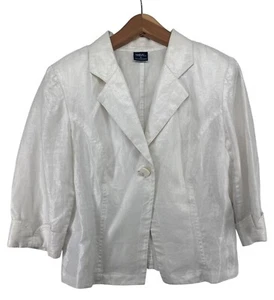 Tribal Womens Blazer Sz 10 White 100% Linen 3/4-Slv Shimmer Shiny Fairy Party - Picture 1 of 11