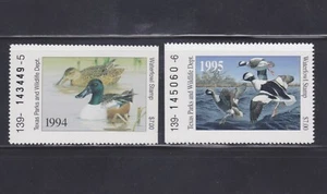 State Hunting/Fishing Revenues - TX - 1994-95 Duck Stamps - 2 Different - MNH - Picture 1 of 1