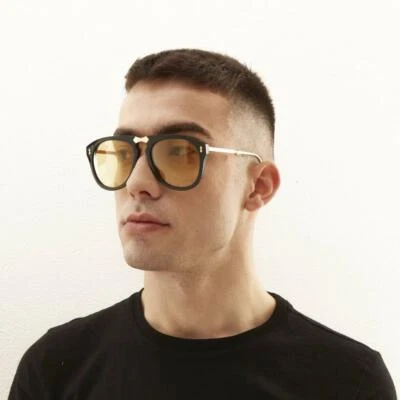 GUCCI GG0305s 004 Black & Gold Foldable Oversized Sunglasses - Yellow Lenses - image 1 of 4