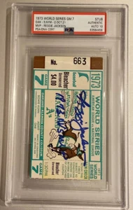 Reggie Jackson Signed 1973 World Series Game 7 Ticket PSA/DNA 10 Certified HOF - Picture 1 of 4
