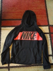 YOUTH NIKE DRI FIT BLACK W/LOGO PULLOVER HOODED SWEATSHIRT LG - Picture 1 of 4
