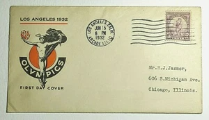 FDC 719 Linprint 1932 5 Cent Los Angeles Summer Olympics Games Discus Thrower - Picture 1 of 2