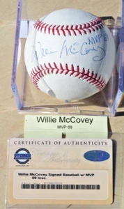 WILLIE McCOVEY - Autographed Baseball - "MVP 69" Insc.- Steiner COA & Hologram. - Picture 1 of 4