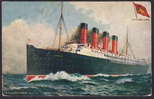 RMS Lusitania Tucks Postkarte verschickt 1907 Paisley nach Sheerness - Bild 1 von 3
