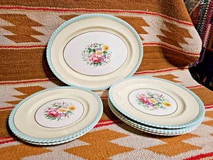 7 pezzi Johnson Brothers Windsor Ware vecchio piatto inglese floreale blu acqua bordo corda + - Foto 1 di 11