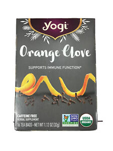 Yogi Orange Clove Tea GMO & Caffeine Free Immune Function 16 bags 5/2023 NEW