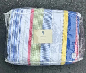 Pottery Barn Kasey Gingham Stripe Twin Quilt NEW IN PACKAGE - Picture 1 of 4