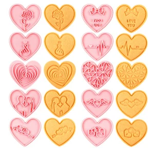10 Pieces Cute Valentine's Day Cookie Cutters Plastic Pink Heart Cookie Stam _yi - Bild 1 von 11