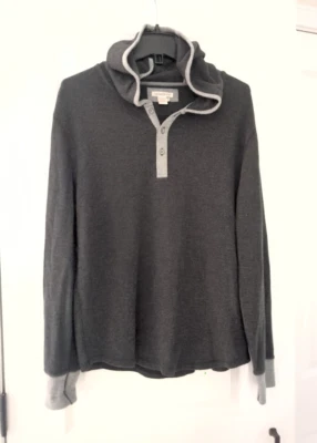 Camisa Henley masculina com capuz média carbono 2 cobalto malha waffle cinza - Imagem 1 de 4