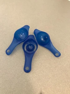 Lot of 3 Vintage TUPPERWARE: Mini Funnel /Mini Tea Strainer EGG SEPARATOR BLUE - Picture 1 of 2