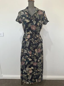 Vintage 90s CDC Caren Desiree Company Roses Floral Maxi Dress Size 6 8 S Cottage - Picture 1 of 20