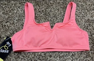Art Class Orange/Coral Girl's Bikini Top w/ Removable Cups. Size: Large (10-12). - Picture 1 of 12
